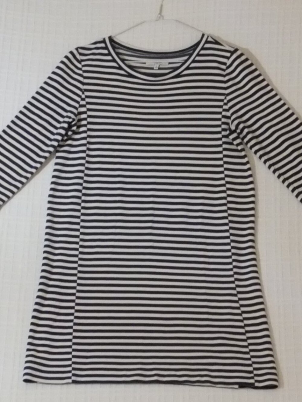 Madewell Dress Womens Medium Blue White Striped 3/4 Sleeve Above Knee Viscose